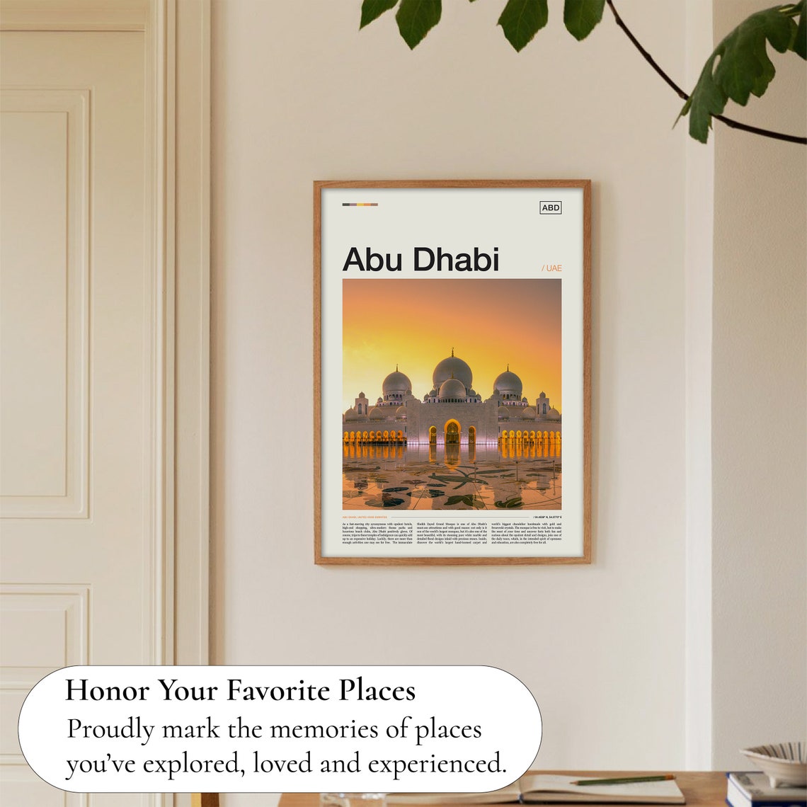 Abu Dhabi Sheikh Zayed Grand Mosque Golden Sunset Travel Poster - Image 5