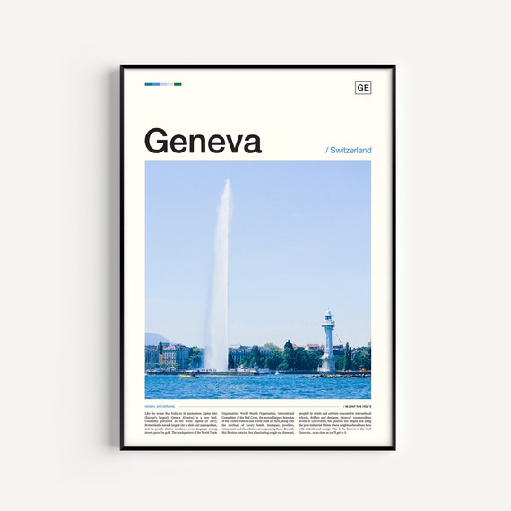 Geneva Travel Poster, Switzerland Wall Art Print