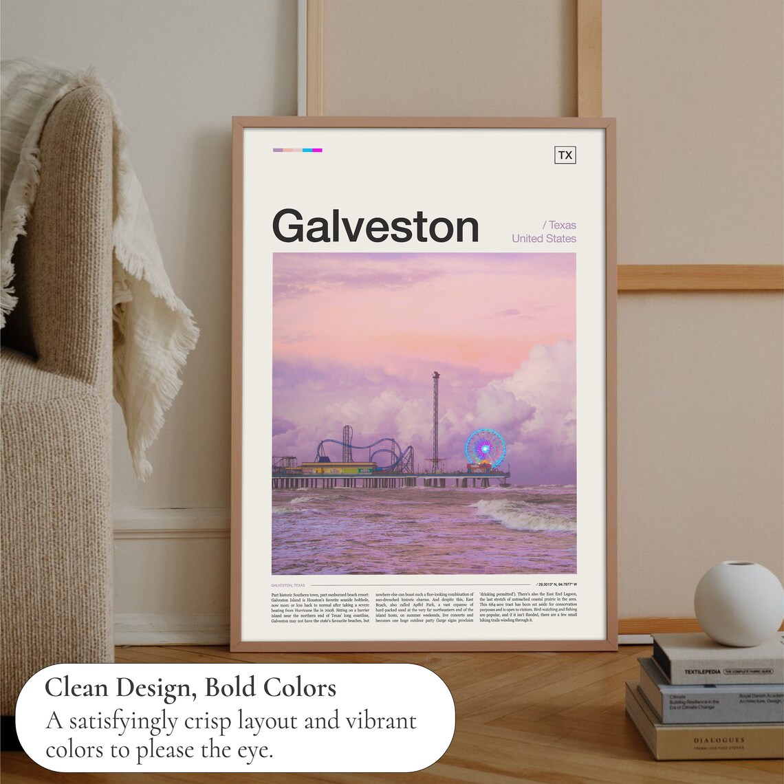 Galveston Print Galveston Texas Galveston Poster Galveston Wall Art Galveston Art Print Galveston Artwork Galveston Photo - Image 3