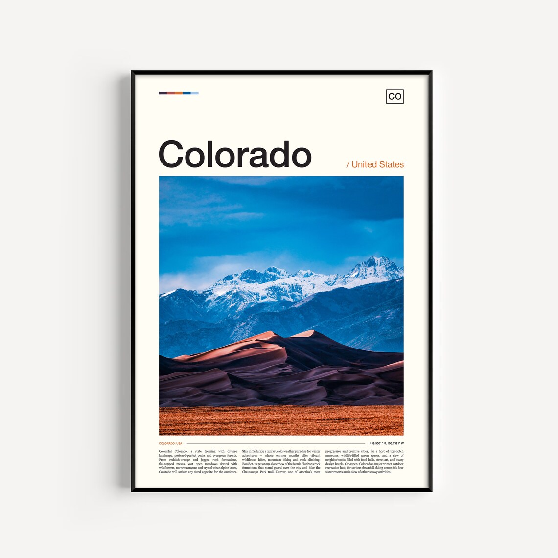 Colorado Travel Poster, USA Wall Art Print