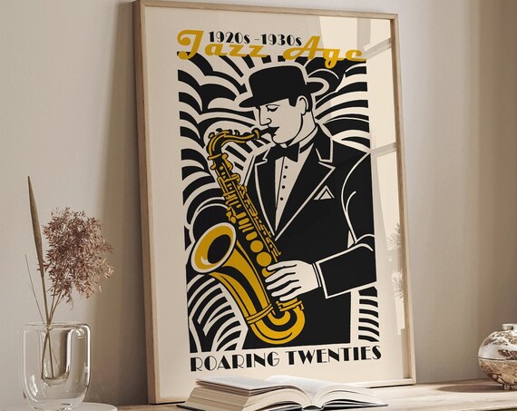 Jazz Age 1920s 1930s Saxophone Player Roaring Twenties Poster
