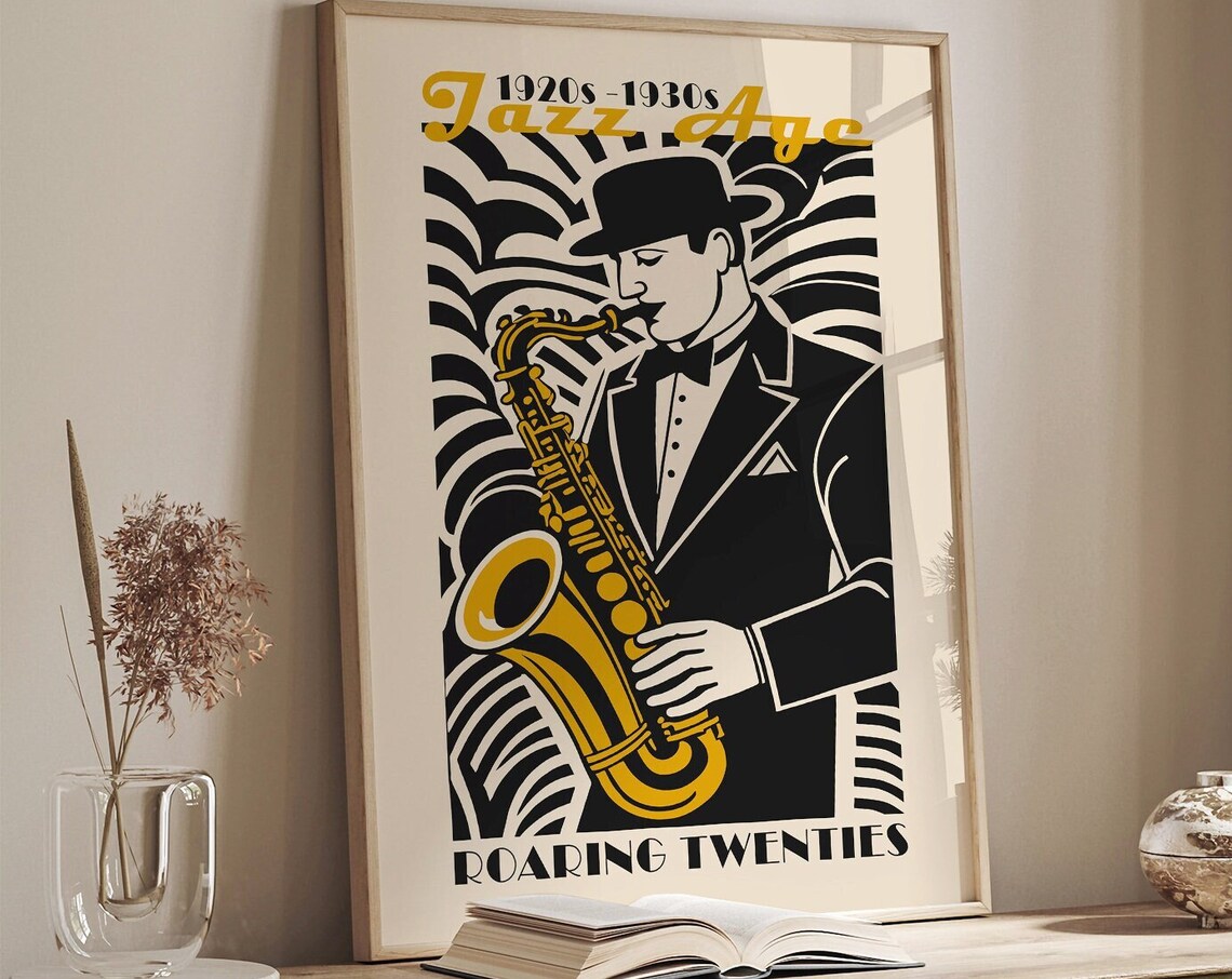 Jazz Age 1920s 1930s Saxophone Player Roaring Twenties Poster