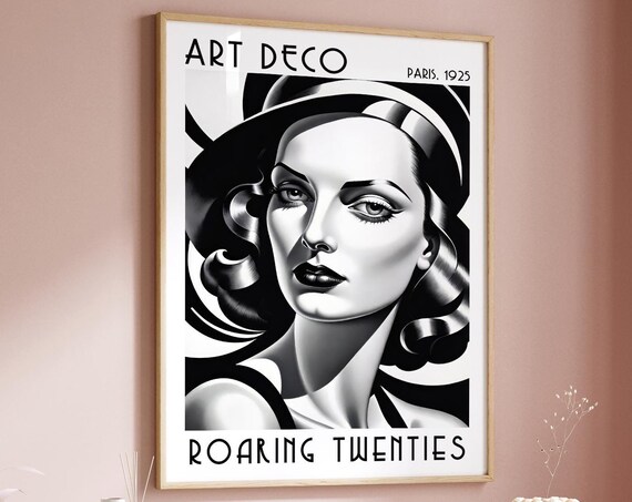 Art Deco Woman Print Bw 1920s Elegant Print Roaring Twenties Art Print French Fashion Poster Vintage Luxury Wall Art Exposition Poster