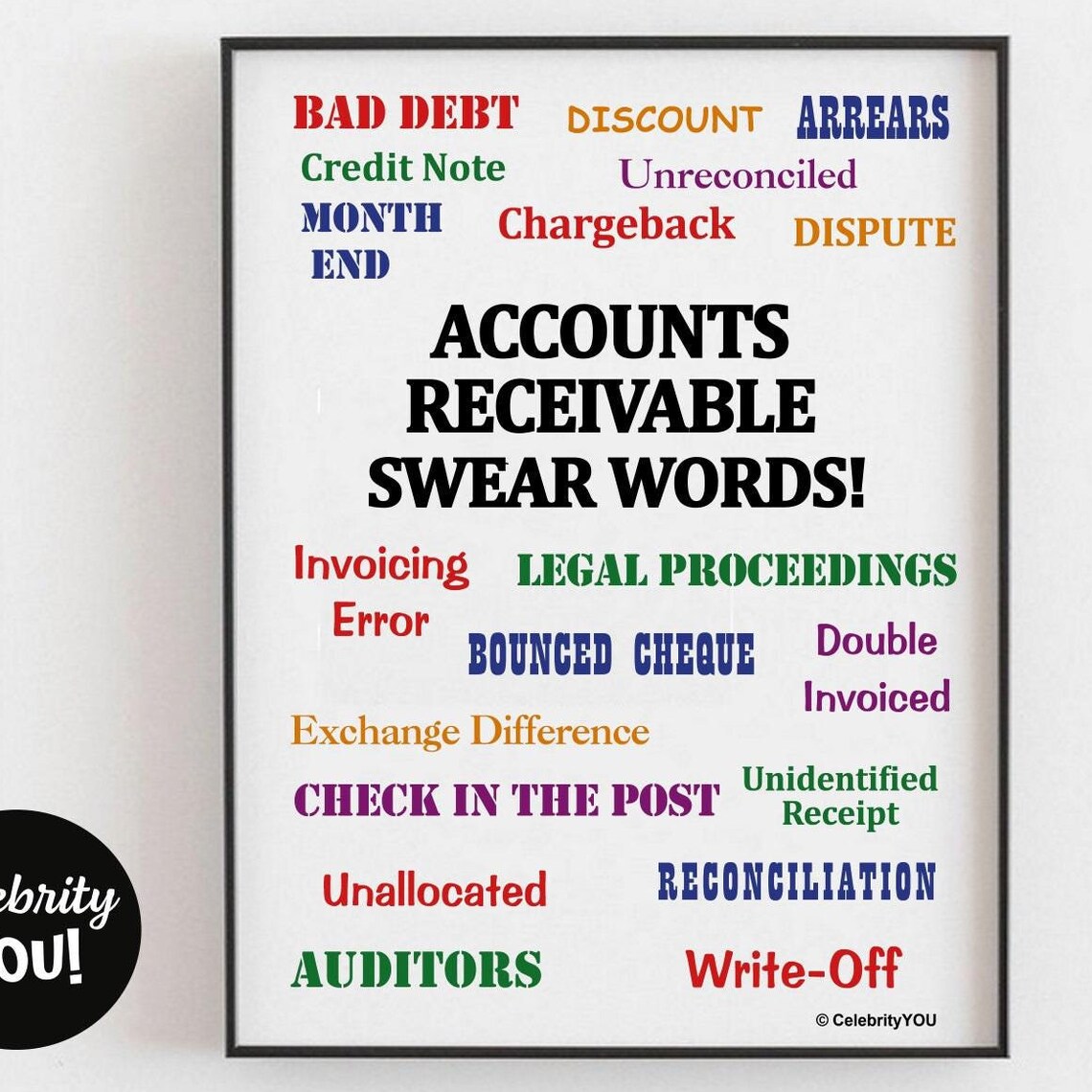 Accounts Receivable Swear Words Colorful Finance Office Poster