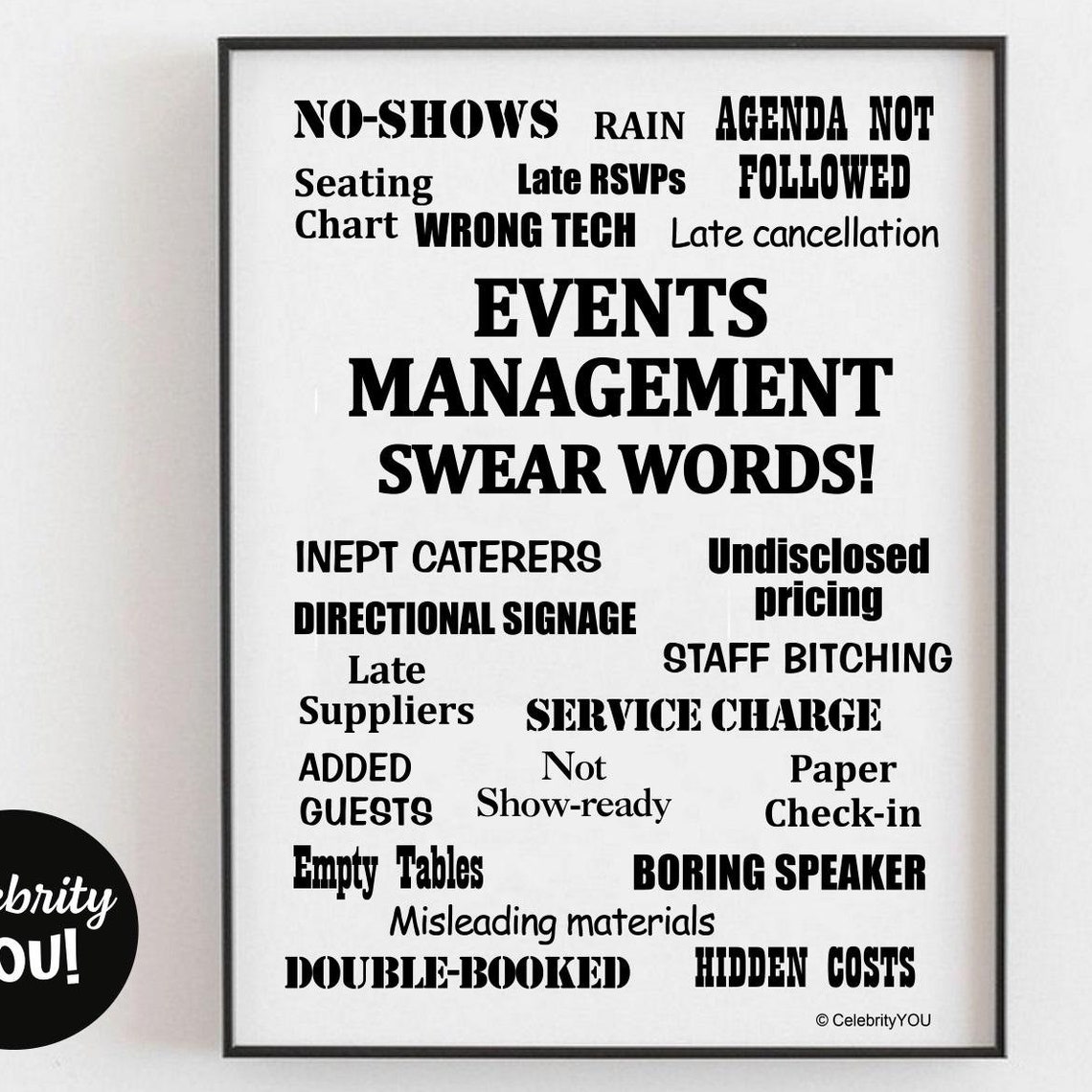 Events Management Swear Words Funny Planner Pet Peeves Poster