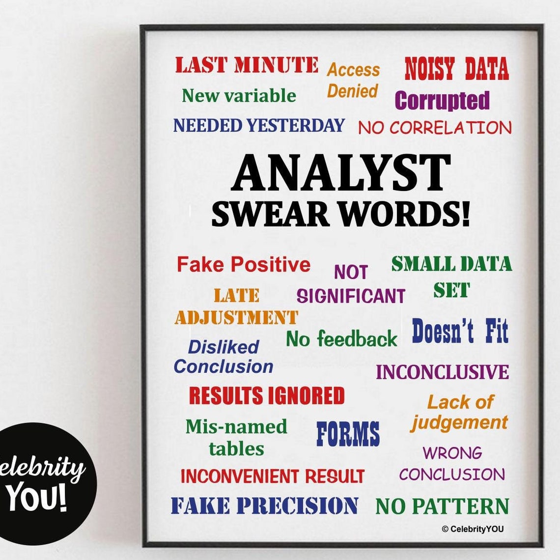 Analyst Swear Words Funny Colorful Data Analyst Office Print