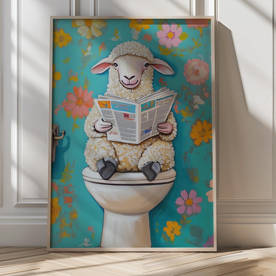 Sheep Bathroom Art Print, Funny Farmhouse Decor