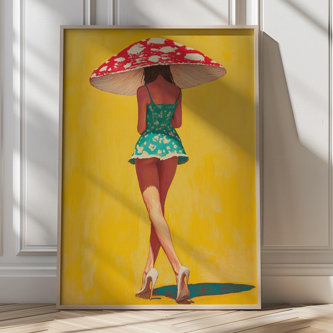Whimsical Amanita Mushroom Woman, Surrealist Art Print