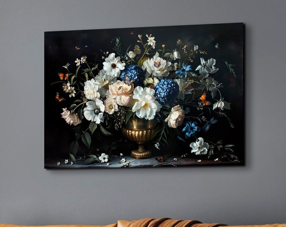 Moody Floral Ready To Hang Wall Art Print Floral Art Home Decor Wall Art Prints Home Decor
