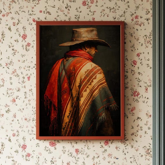 Cowboy Wrapped In Red Serape