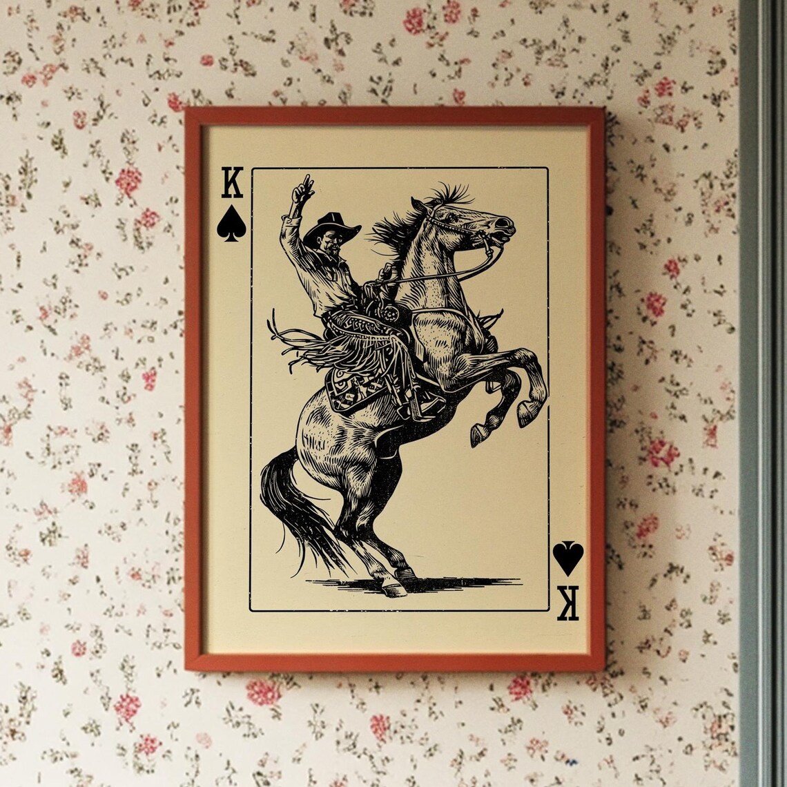 King Of Spades Cowboy Rider Vintage Art Print