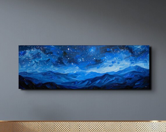 Starry Night Sky, Stars Over the Mountain Skyline