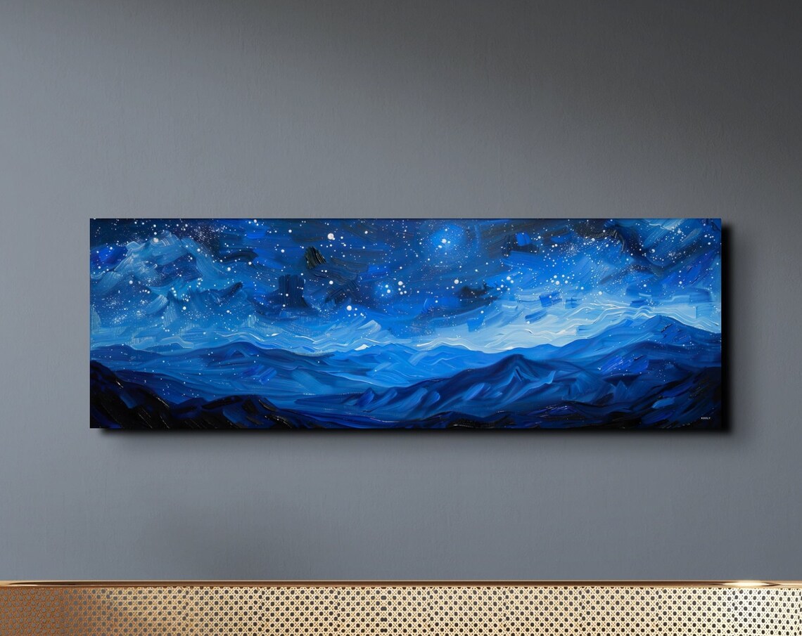 Starry Night Sky, Stars Over the Mountain Skyline