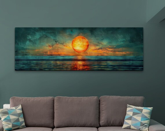 Panoramic Mid-Century Modern Sunset Wall Art Print