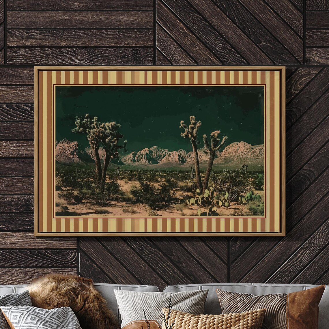 Joshua Trees Starry Night Southwest Mojave Desert Vintage Landscape Poster