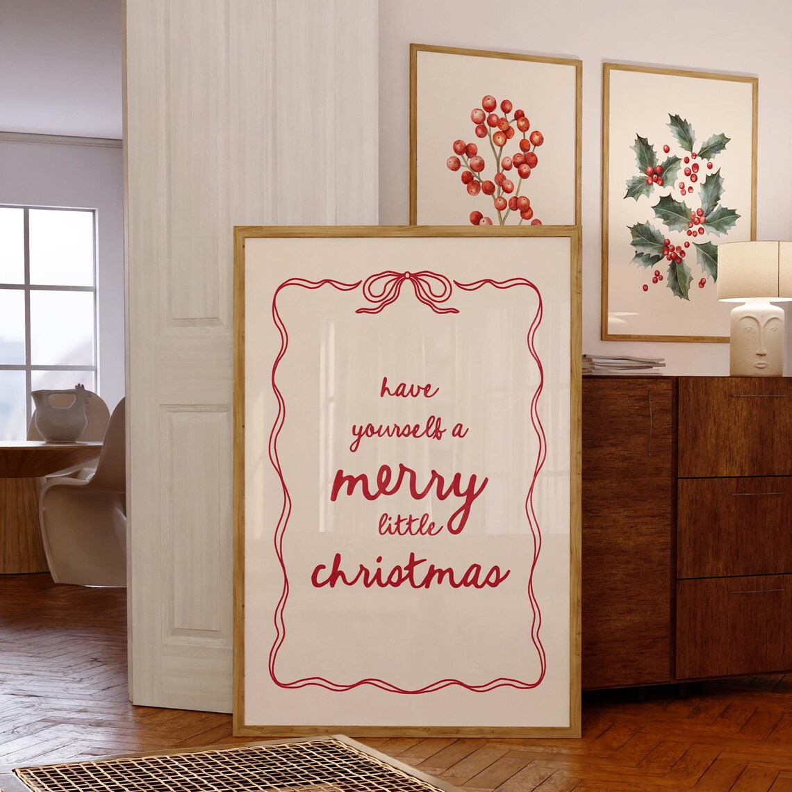 Merry Christmas Quote Poster, Minimalist Holiday Decor