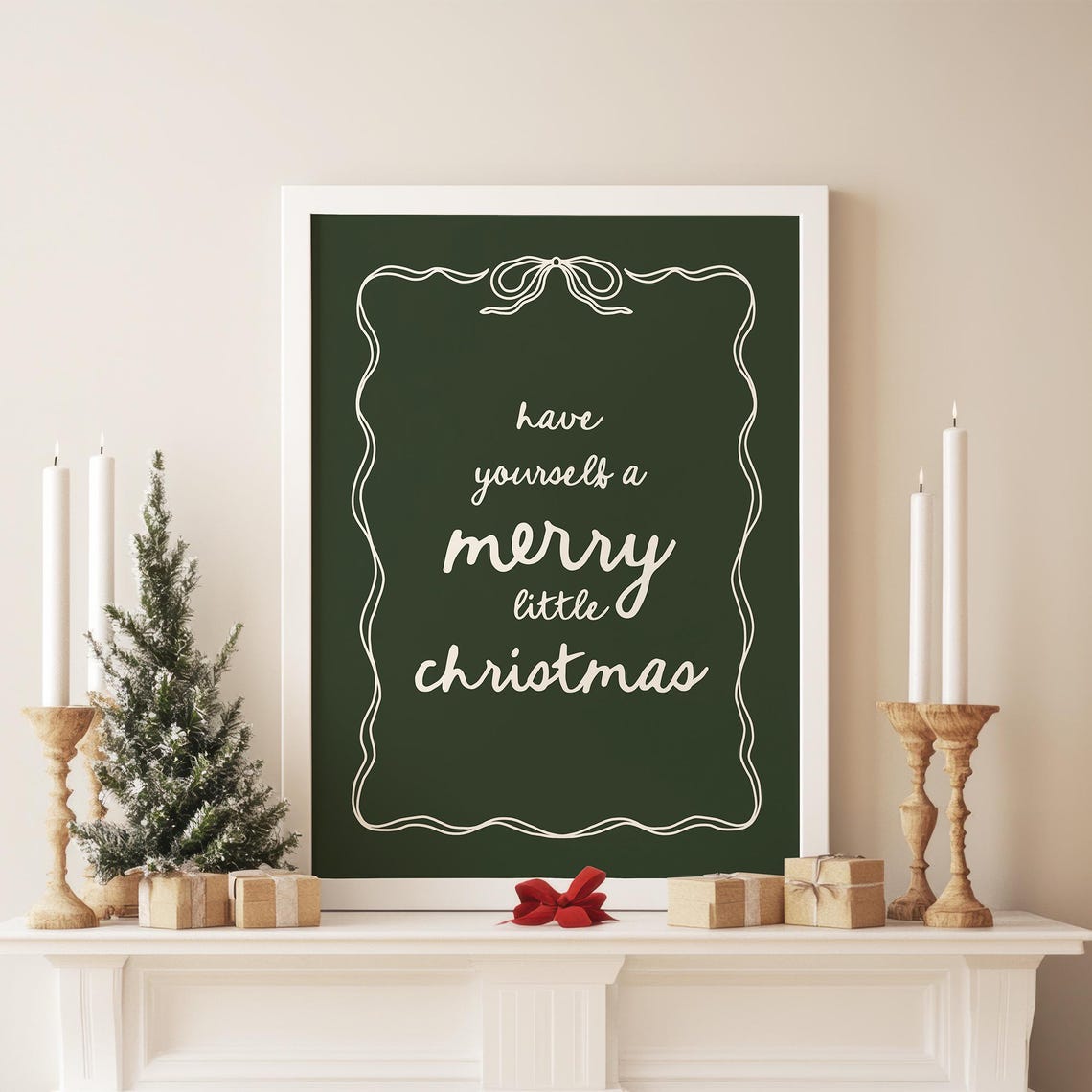 Have Yourself A Merry Little Christmas Poster Green Holiday Quote Art