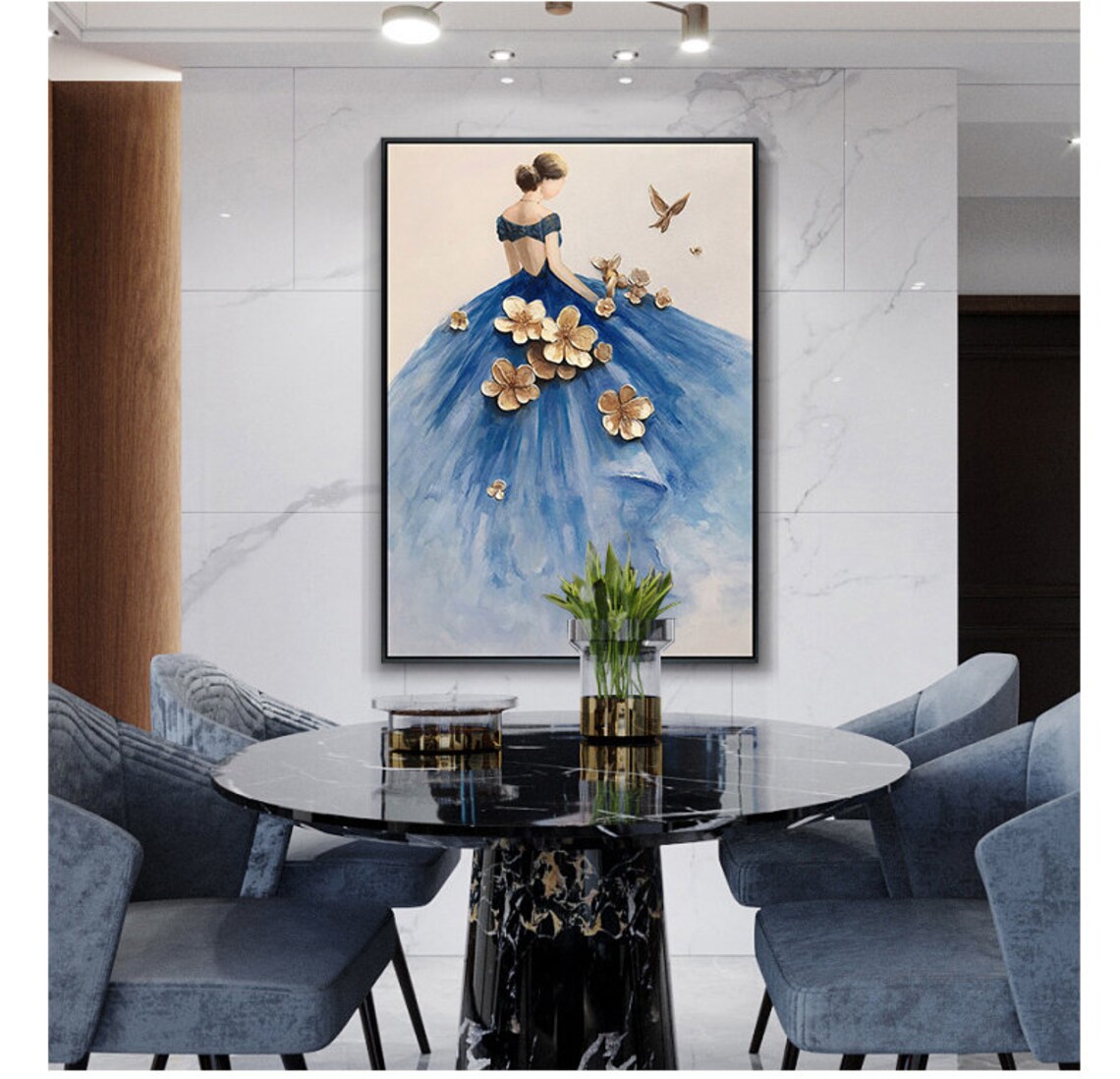 Blue Dress Ballet Girl Abstract Ballerina Art Print - Image 2