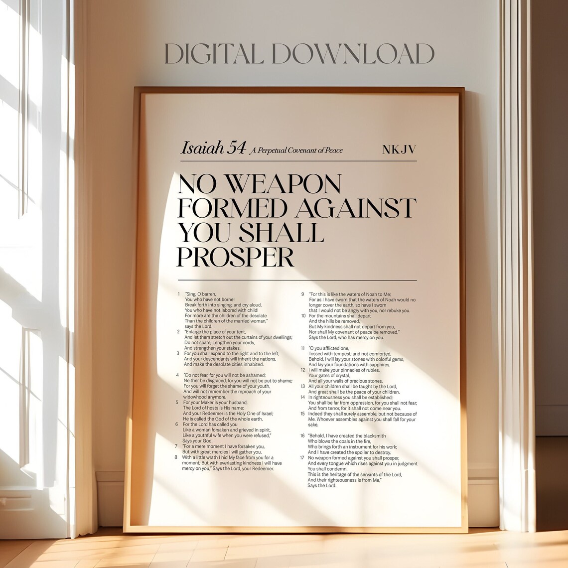 Isaiah 54 No Weapon Shall Prosper Poster