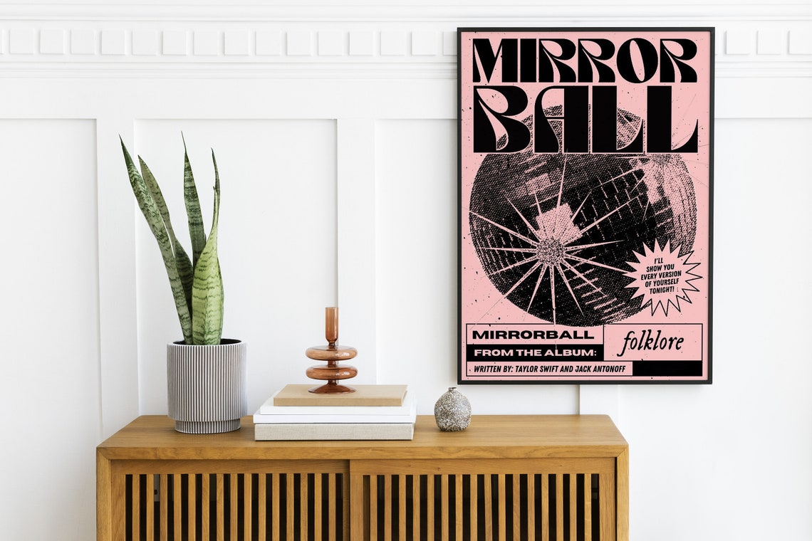 Taylor Swift Mirrorball Folklore Pink Retro Disco Ball Poster - Image 2