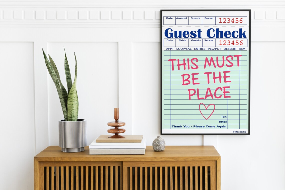 This Must Be The Place Guest Check Funny Pink Heart Quote Poster - Image 2