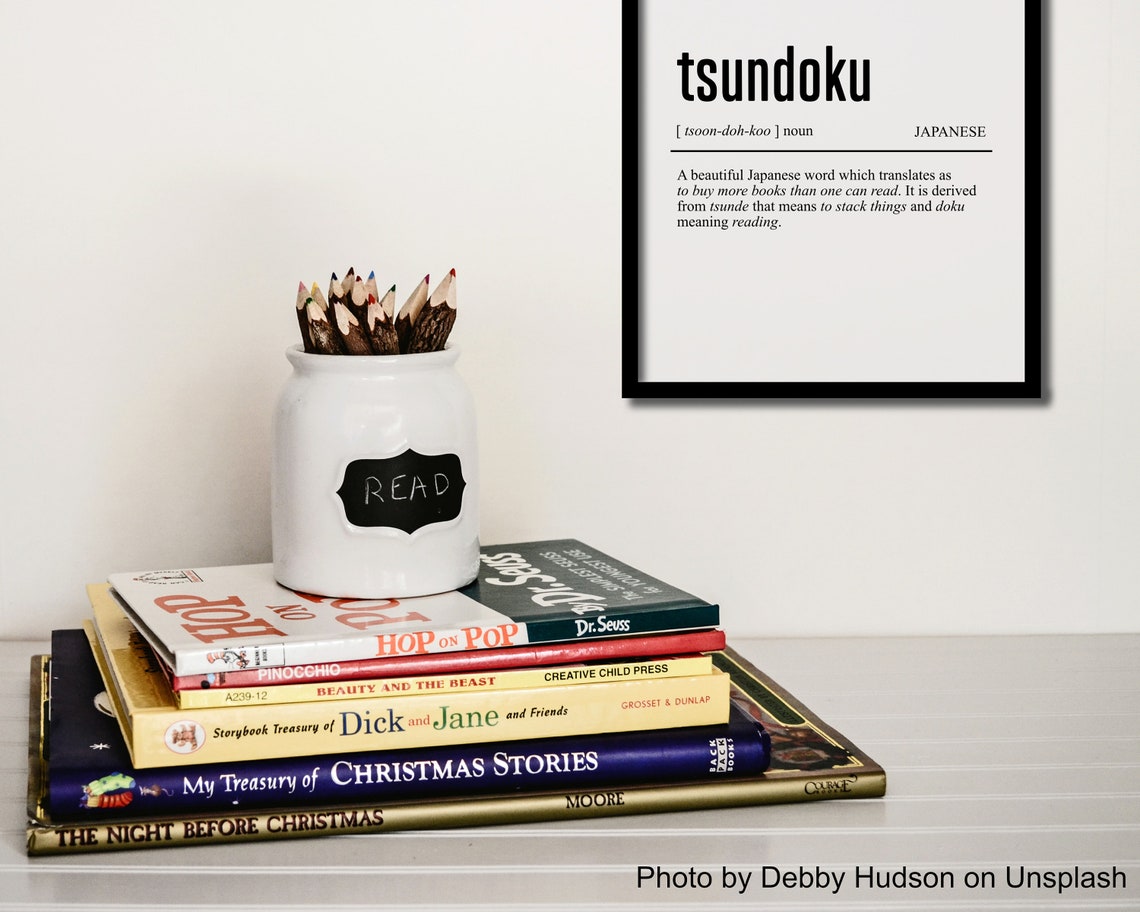 Tsundoku Definition Japanese Book Lover Reading Gift Wall Poster - Image 2