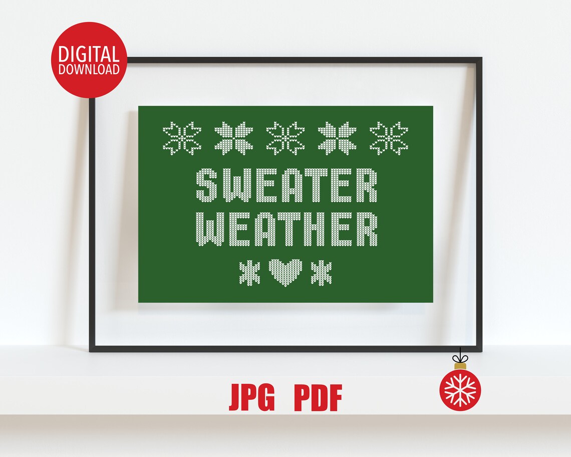 Sweater Weather Knitted Christmas Fair Isle Holiday Snowflake Poster