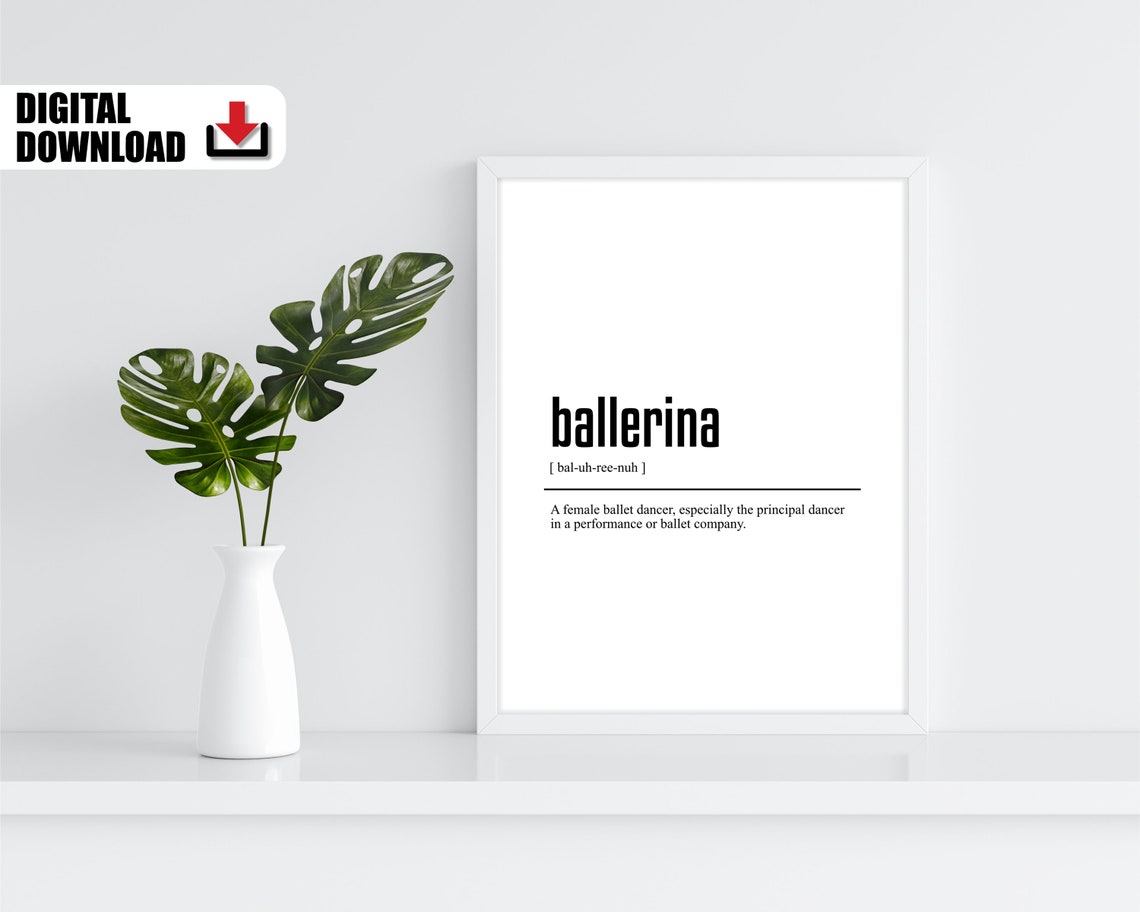Ballerina Definition Dictionary Style Dance Studio Gift Poster - Image 2