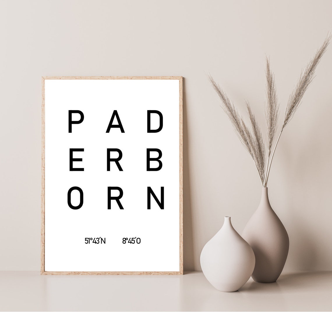 Paderborn City Coordinates Bold Lettering City Typography Poster