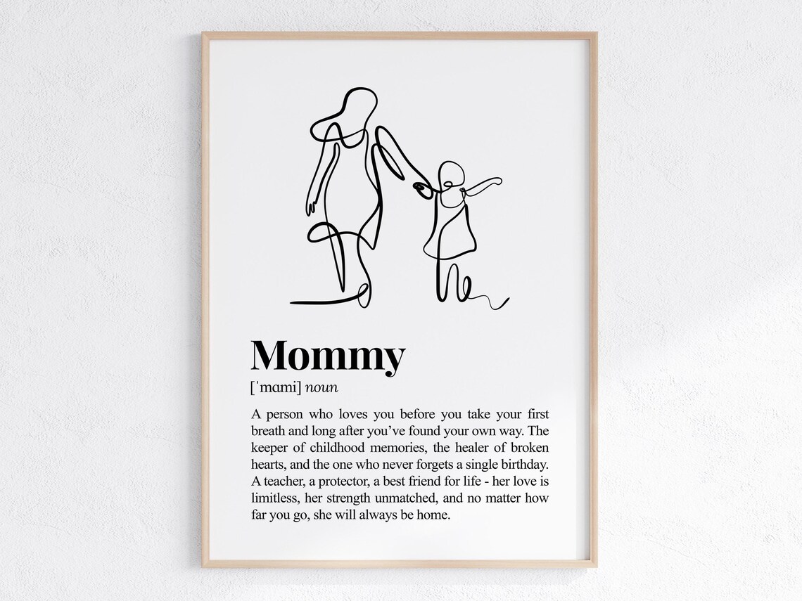 Mommy Definition Line Art Mother Child Sweet Mothers Day Poster