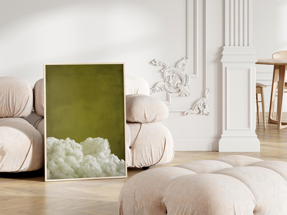 Old Moss Green Cloud Minimalist Art Print - Image 3