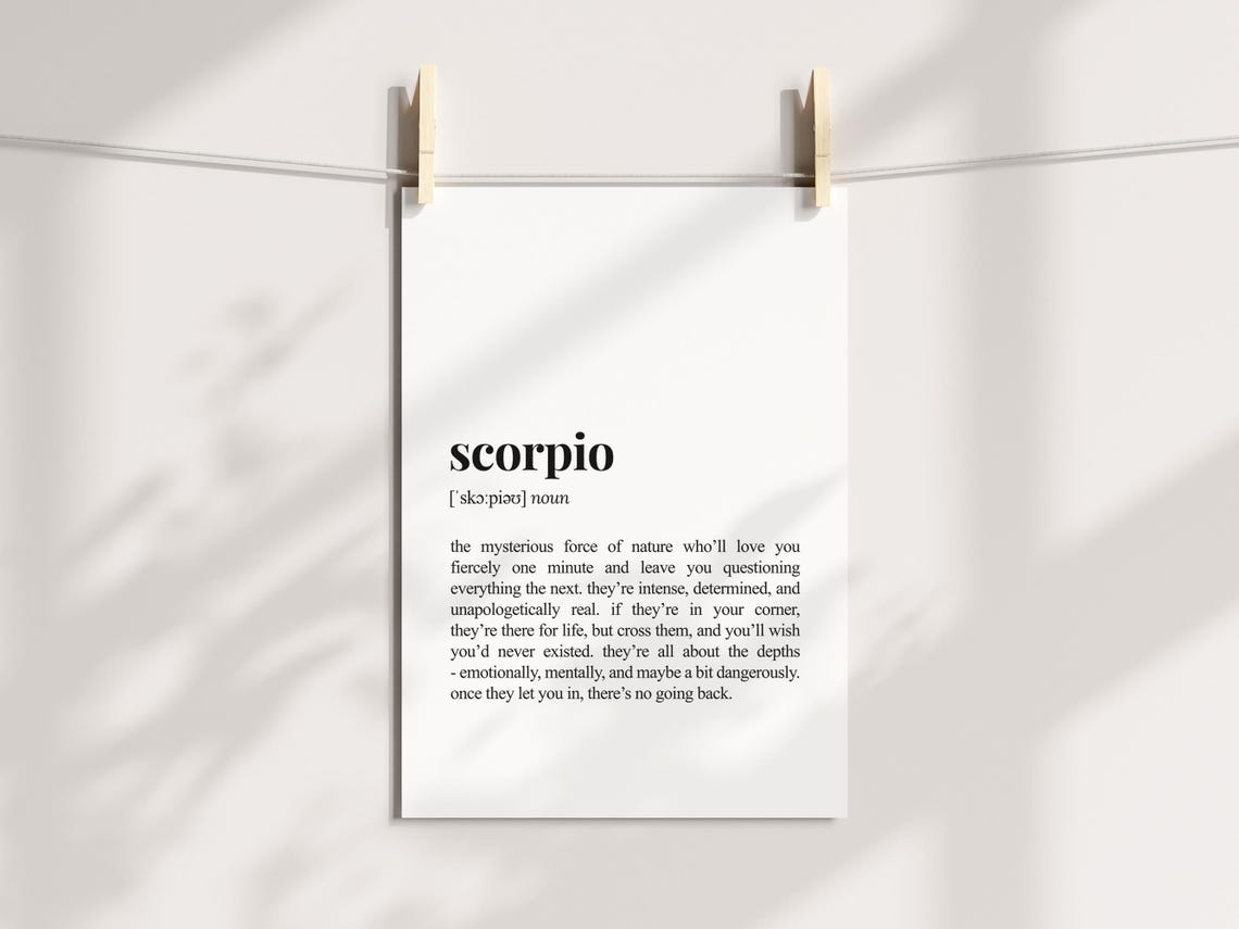 Scorpio Zodiac Sign Funny Astrology Definition Dictionary Poster - Image 3