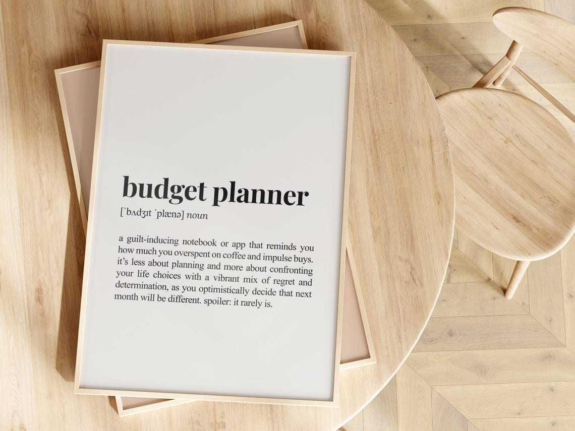 Budget Planner Definition Funny Sarcastic Dictionary Style Poster - Image 2