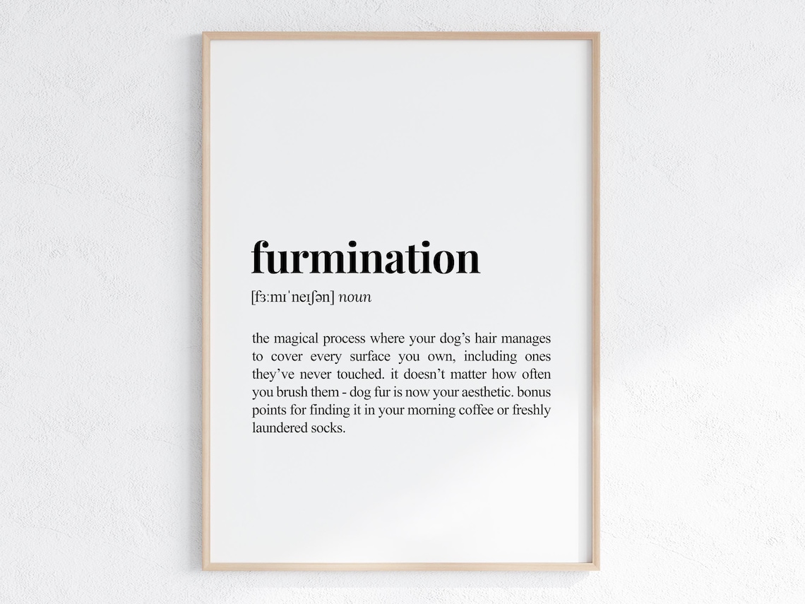 Furmination Definition Poster Funny Dog Hair Shedding Humor Gift