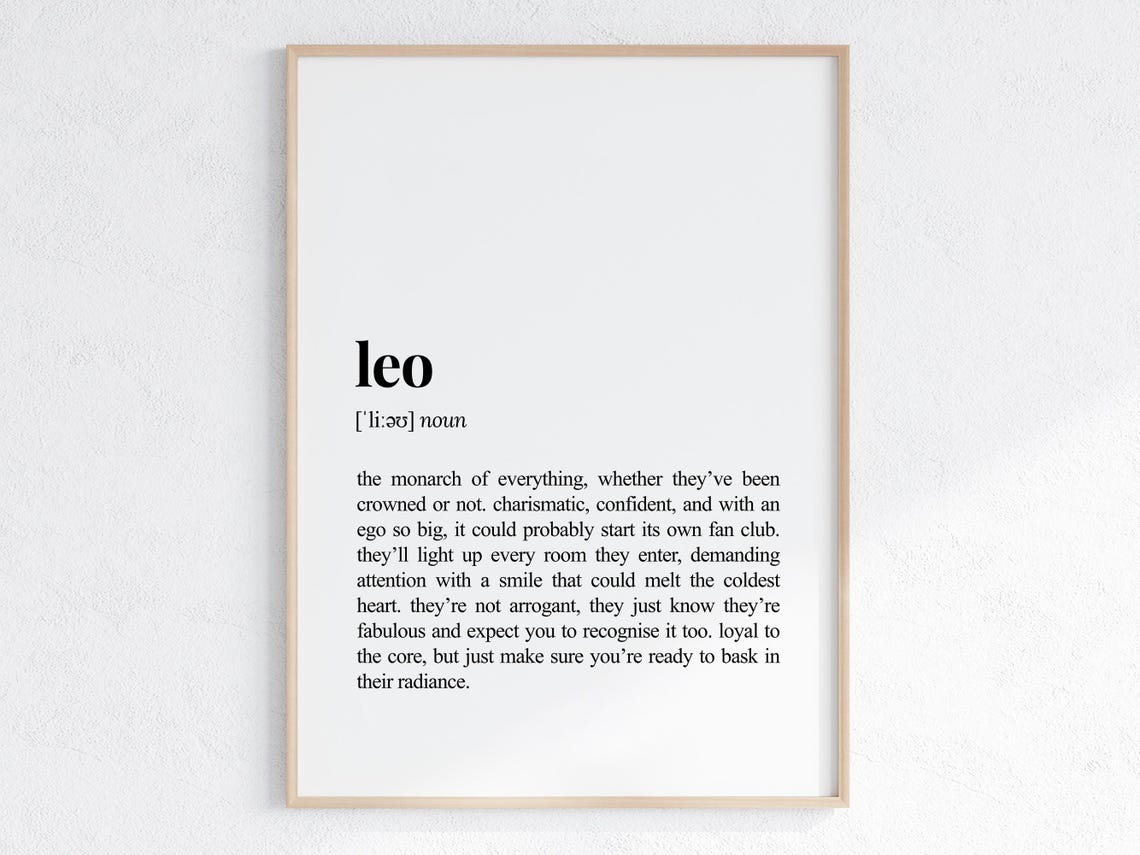 Leo Zodiac Sign Funny Astrology Definition Dictionary Poster