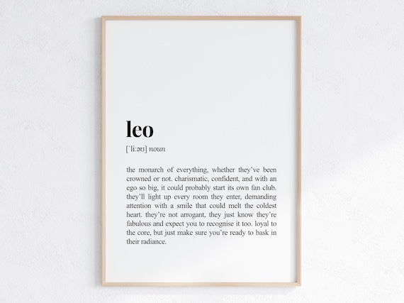 Leo Zodiac Sign Funny Astrology Definition Dictionary Poster