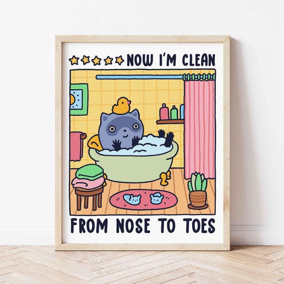 Raccoon In A Bath Poster Bubble Time Cute Bathroom Art Print Kawaii Trendy Funny Unframed Shipped Wall