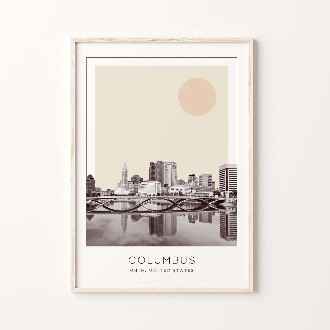 Columbus Travel Poster, Minimalist Ohio Art Print