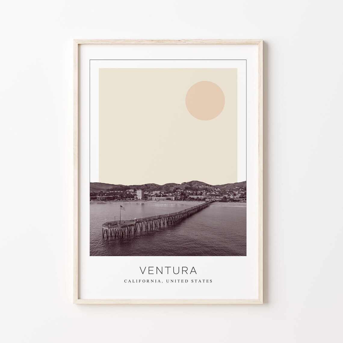 Ventura Minimalist Travel Poster, California USA