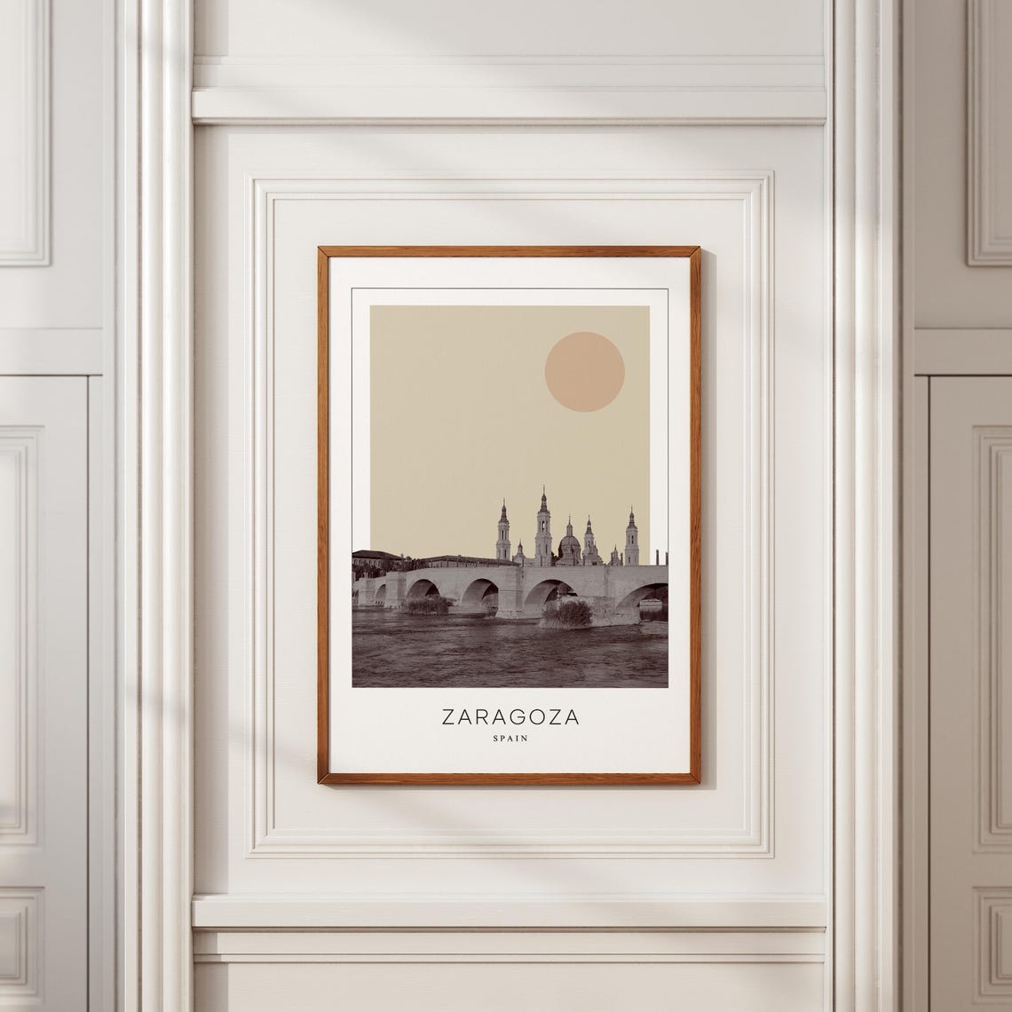 Zaragoza Spain Stone Bridge and Basilica Minimalist Travel Poster - Image 2