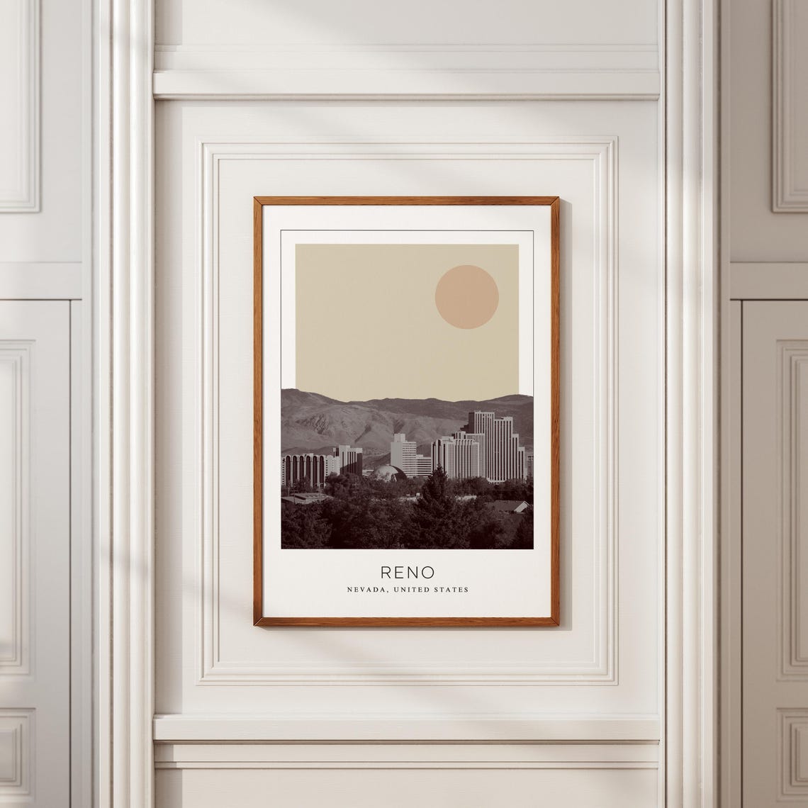 Reno Nevada Casino Skyline with Mountain Backdrop View Poster - Image 2