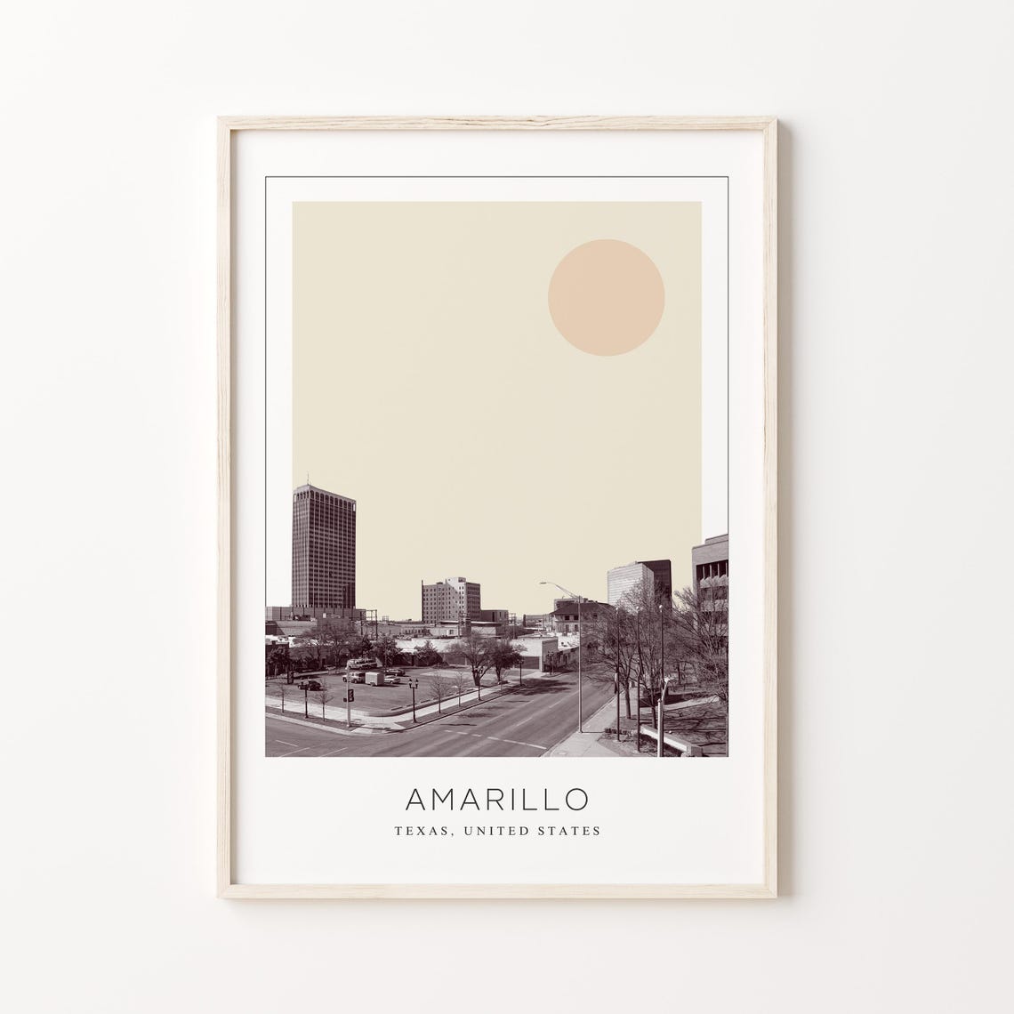 Amarillo Texas Downtown Street Scene Minimalist Travel Poster