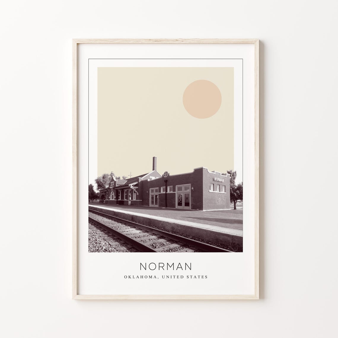 Norman Oklahoma Historic Train Station Minimalist Travel Poster