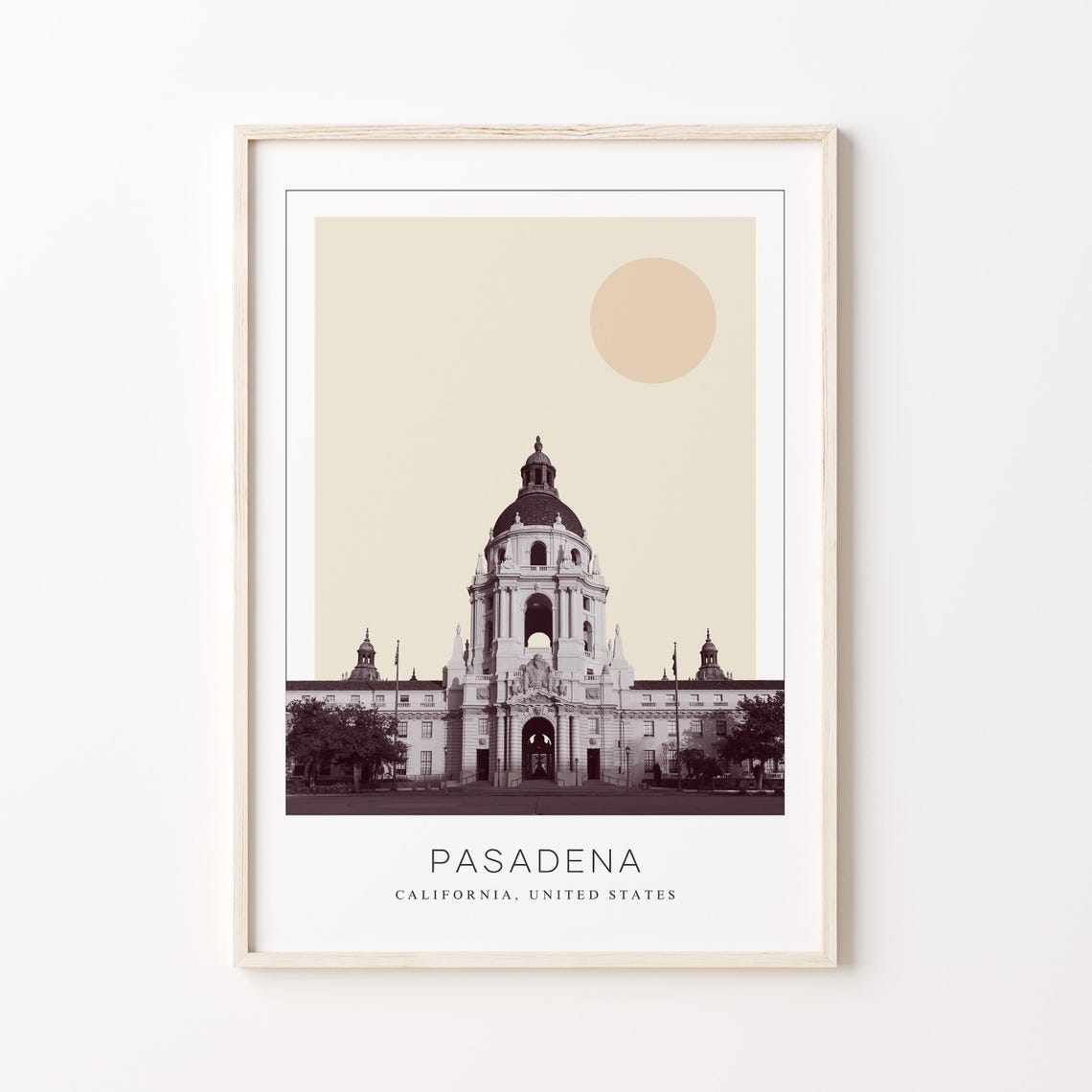 Pasadena California City Hall Grand Dome Minimalist Travel Poster