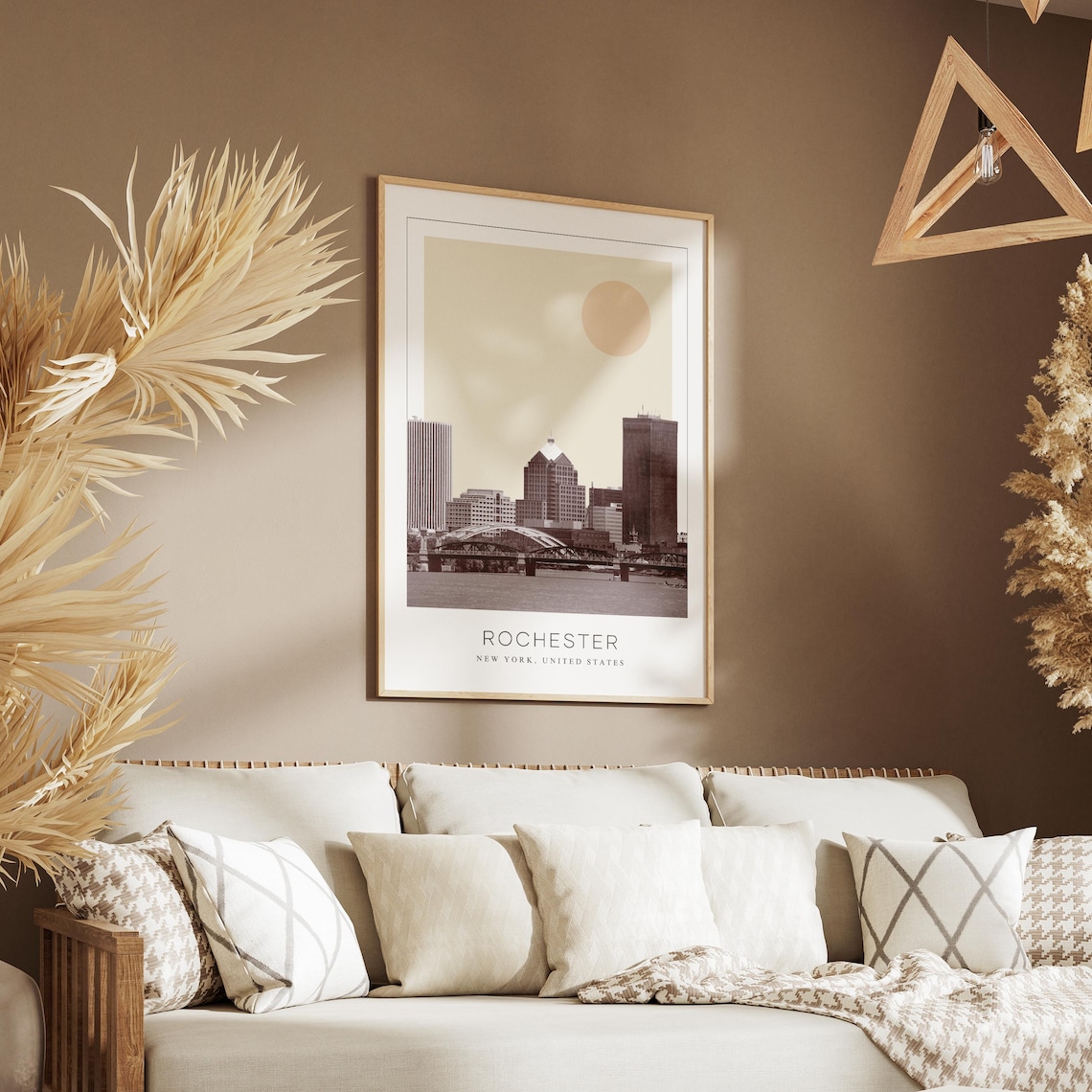Rochester New York Downtown Skyline Bridge Minimalist Travel Poster - Image 3