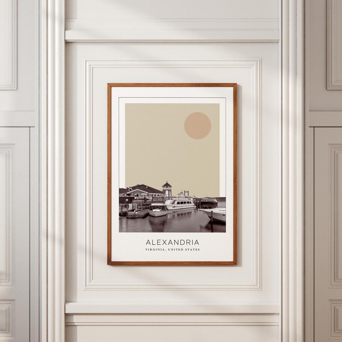 Alexandria Virginia Waterfront Marina Minimalist Sun Travel Poster - Image 2