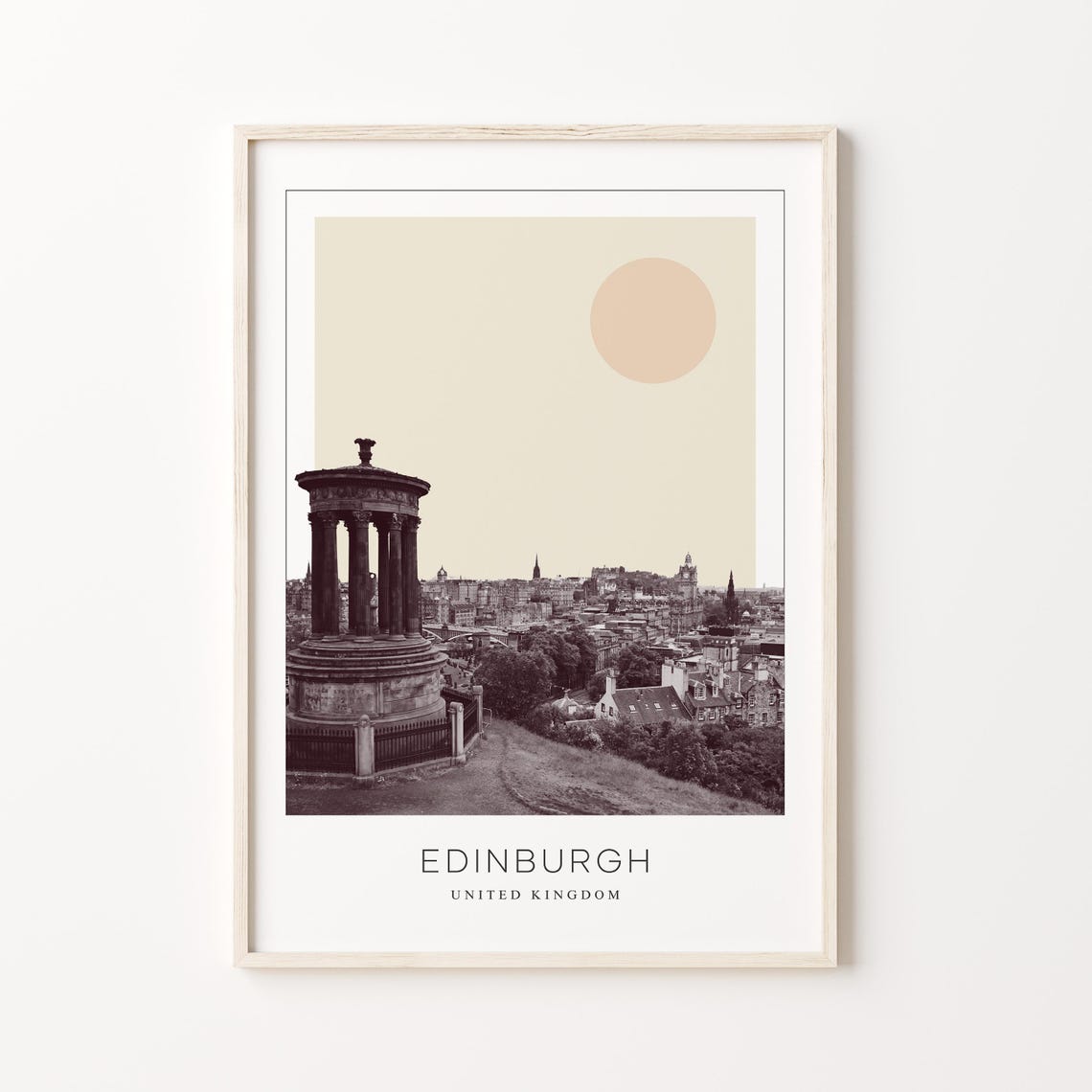 Edinburgh Calton Hill Monument Minimalist Scotland Travel Poster