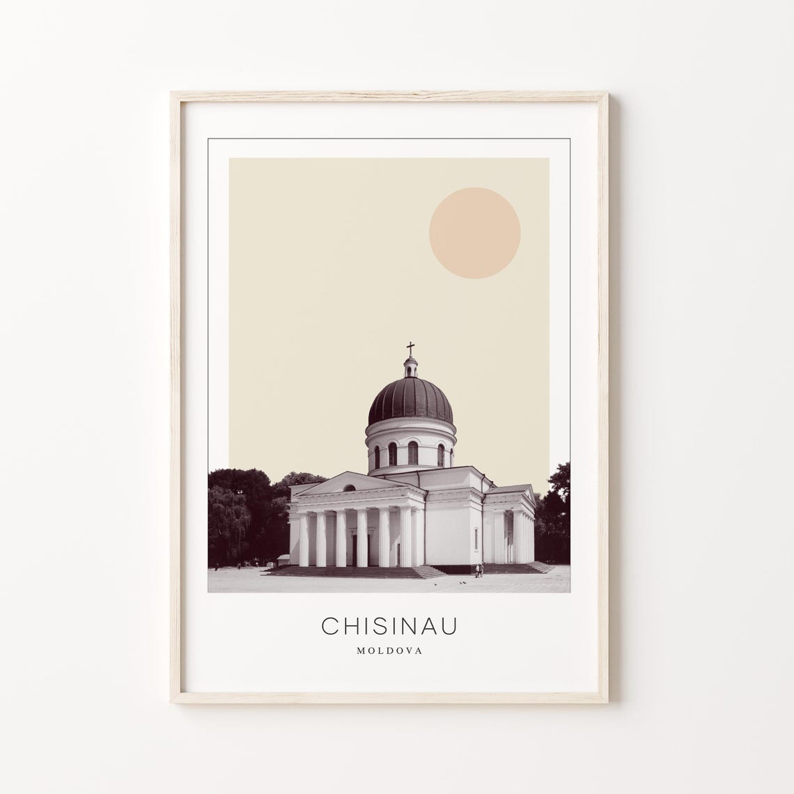 Chisinau Moldova Domed Cathedral Square Minimalist Travel Poster
