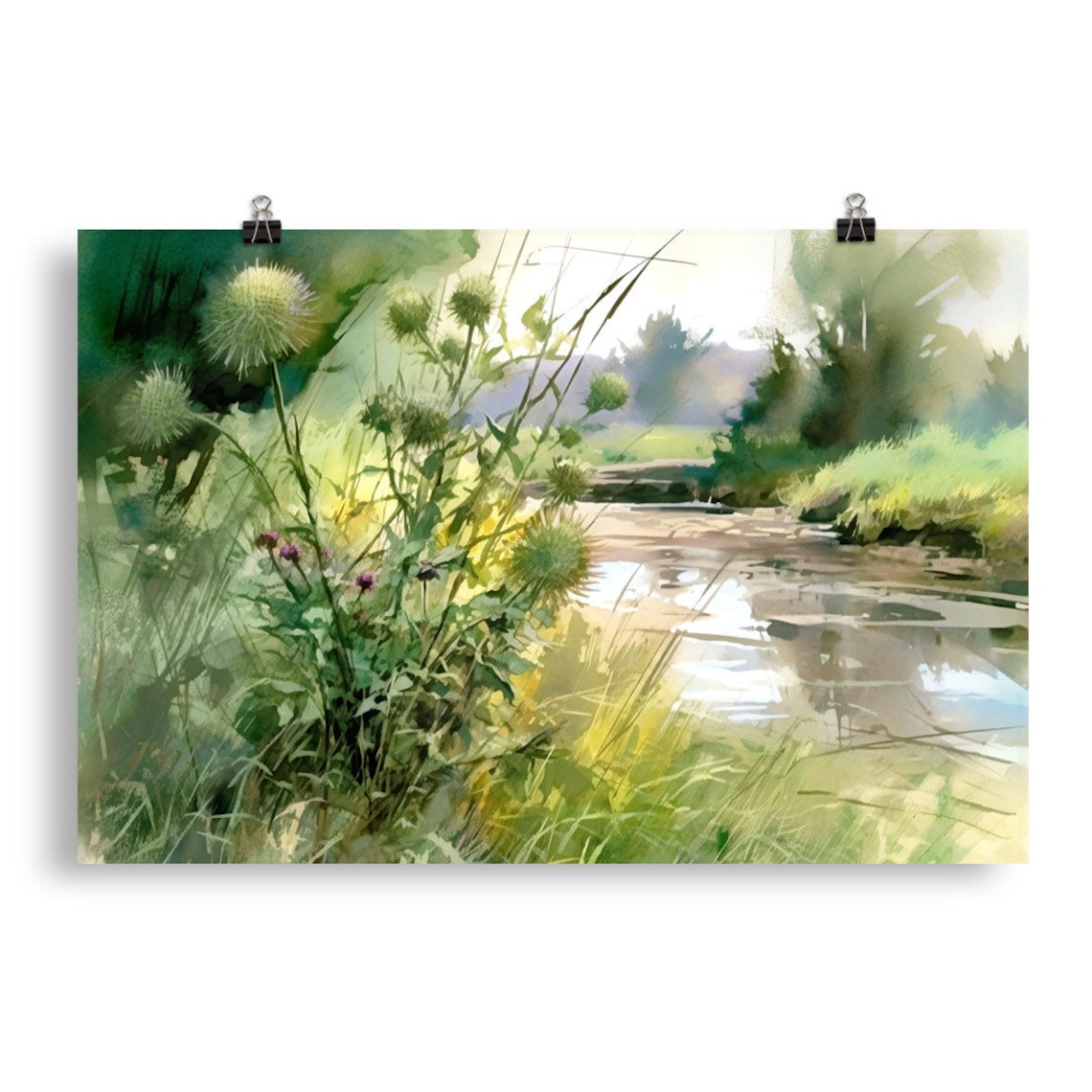 Country Landscape Rural River Art Print, Summer Field - Image 5