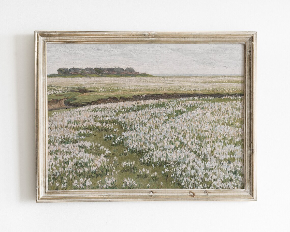 Vintage Spring Landscape Art Print, Living Room Decor